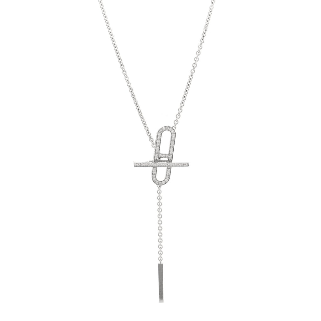 エルメス 18K ホワイトゴールド ダイヤモンド PM エヴェル・チェーン・ダンブル ネックレス ST (代金引換)