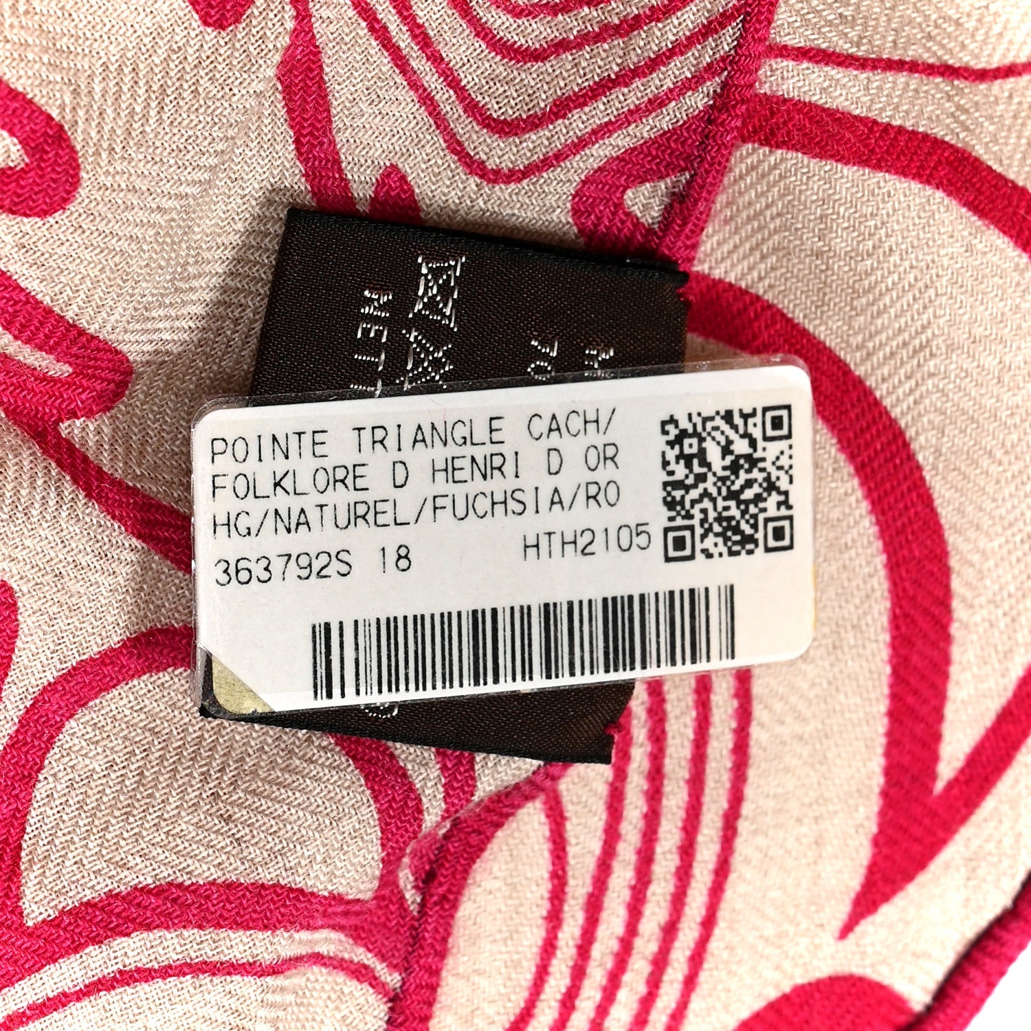エルメス カシミヤシルクフォルクロール・ド・オリニー ジャイアントポイントトライアングルショール ナチュラル・フューシャ・ローズ・プードル (代金引換)