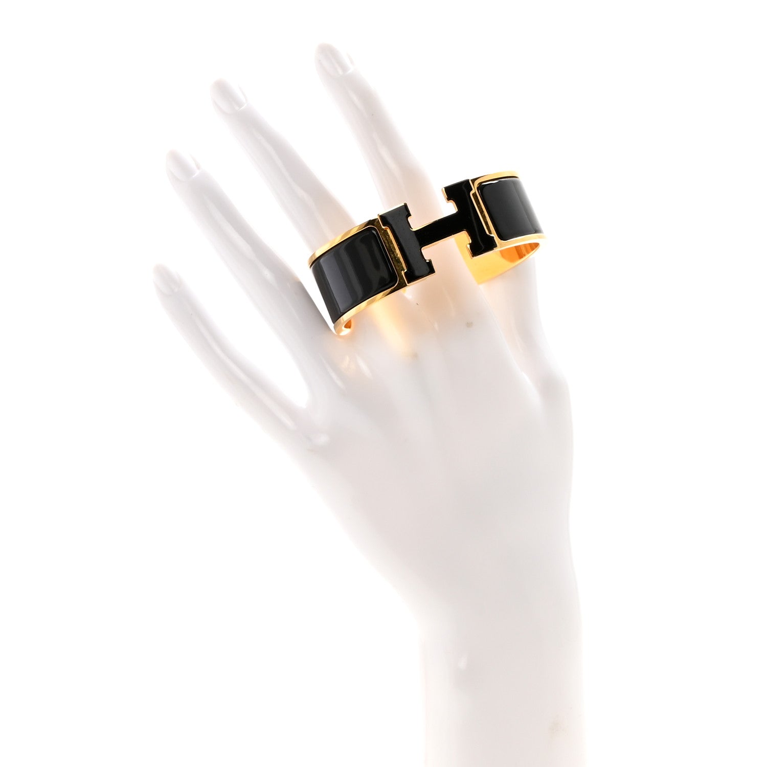 エルメス エナメル ワイド クリック クラック H ブレスレット PM ブラック (代金引換)