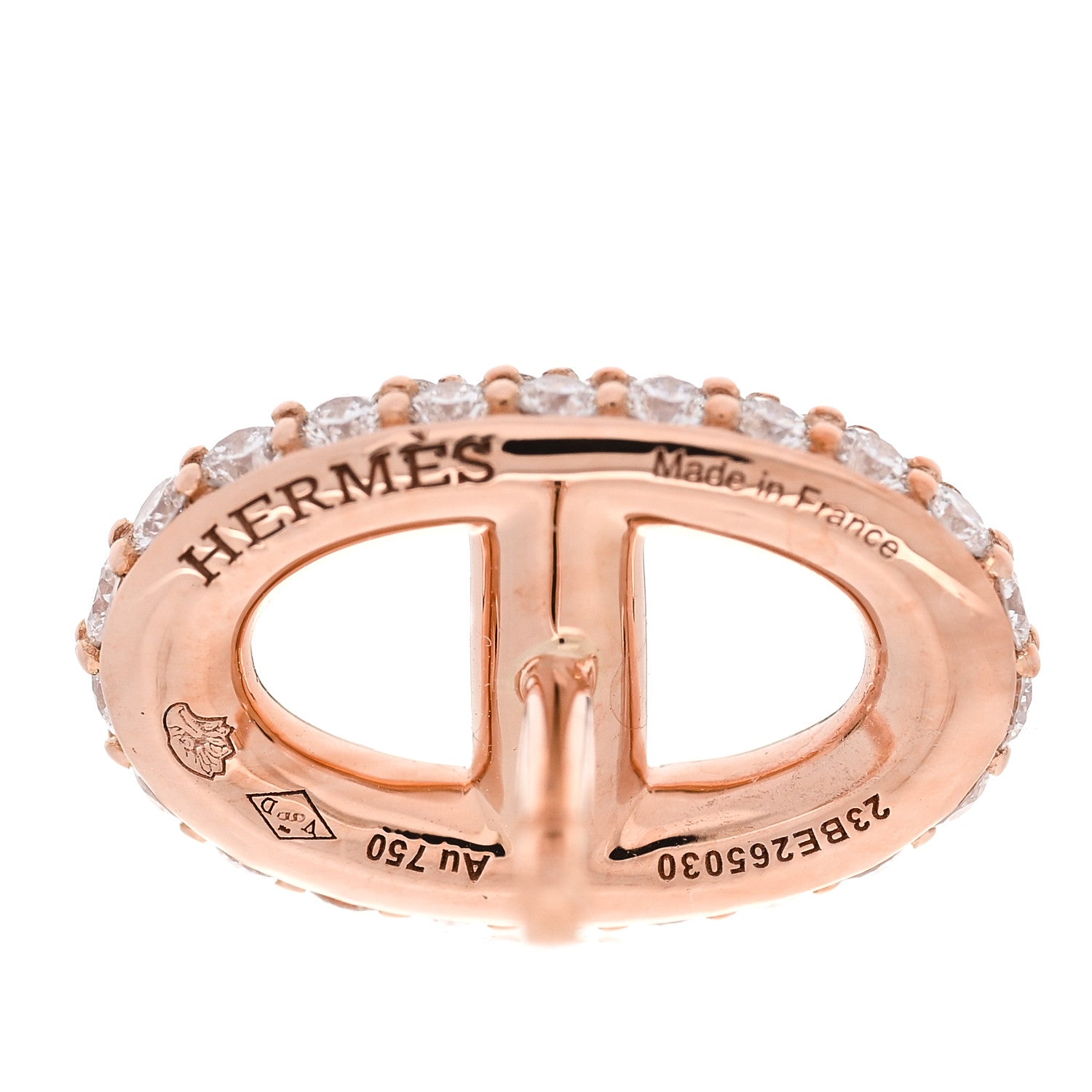 エルメス 18K ローズゴールド ダイヤモンド ニュー ファランドル ピアス (代金引換)