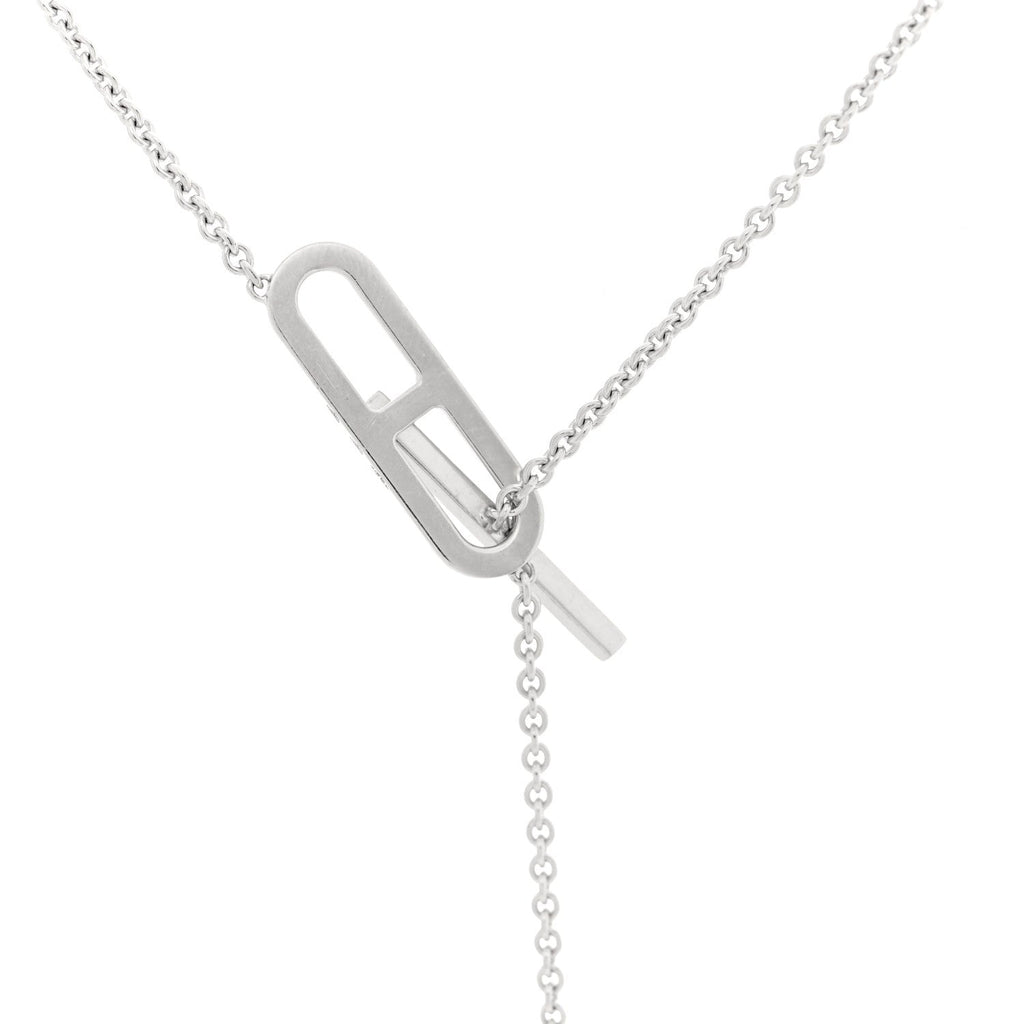 エルメス 18K ホワイトゴールド ダイヤモンド PM エヴェル・チェーン・ダンブル ネックレス ST (代金引換)