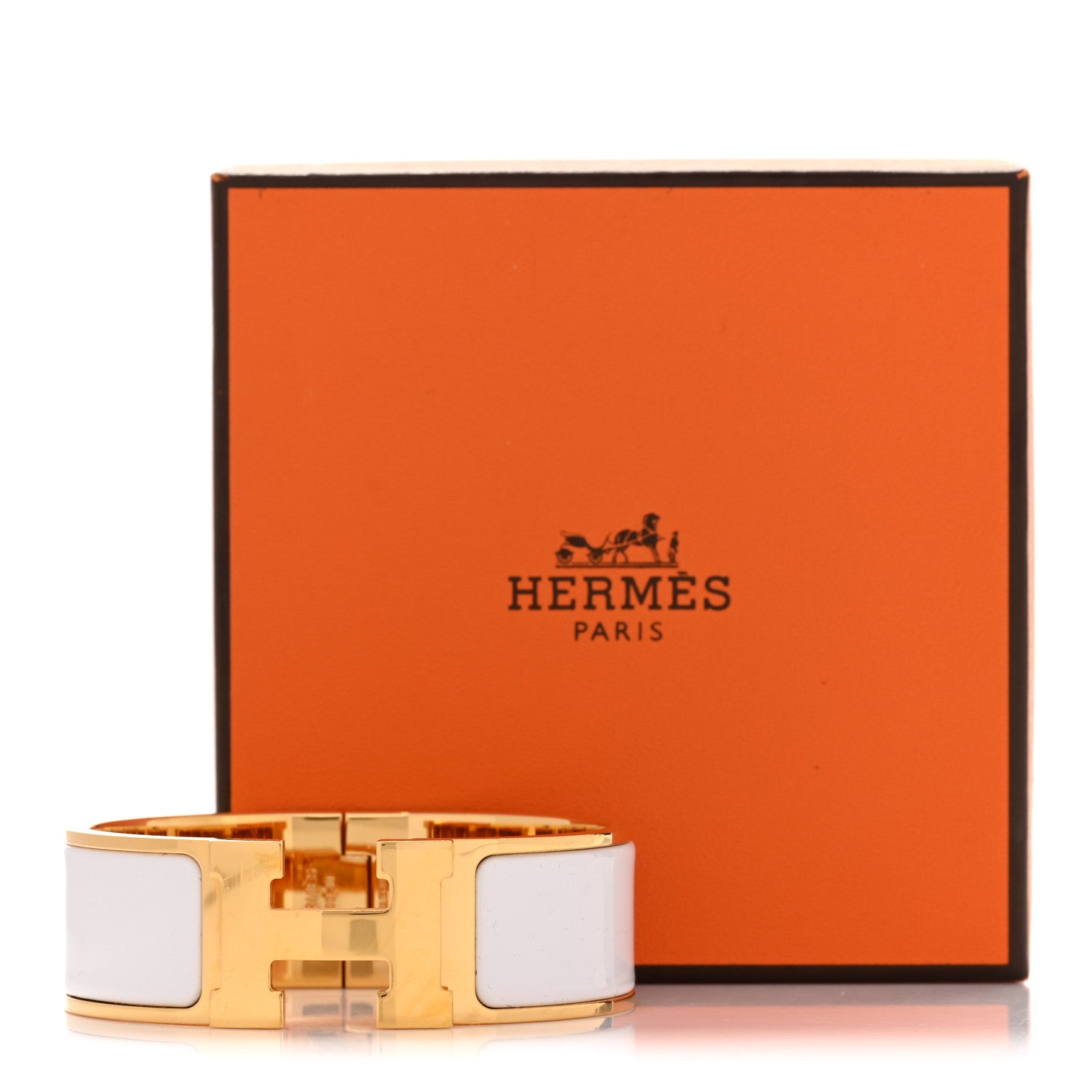 エルメス エナメル ワイド クリック クラック H ブレスレット PM ホワイト (代金引換)
