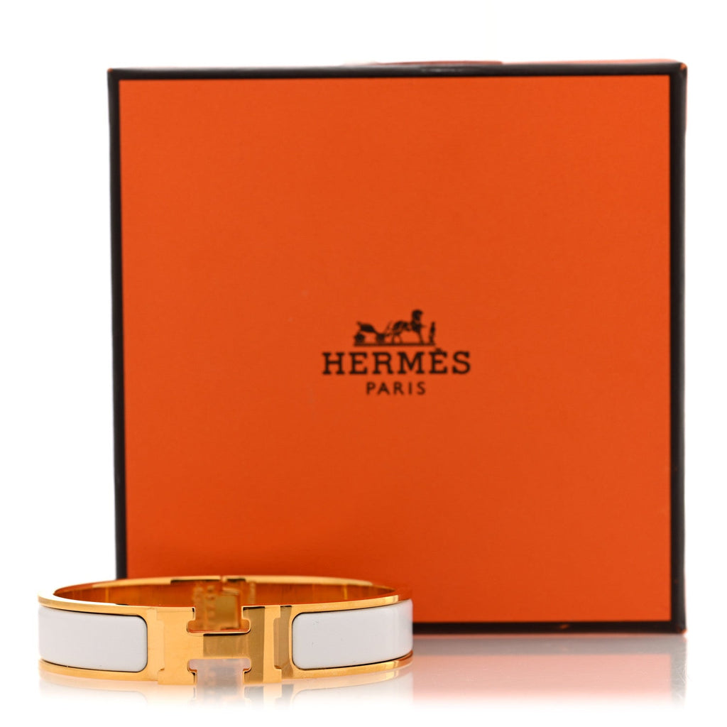 エルメス エナメル ナロウ Clic Clac H ブレスレット PM ホワイト (代金引換)