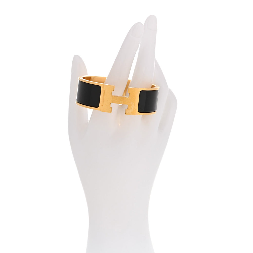 エルメス エナメル ワイド クリック クラック H ブレスレット PM ブラック (代金引換)