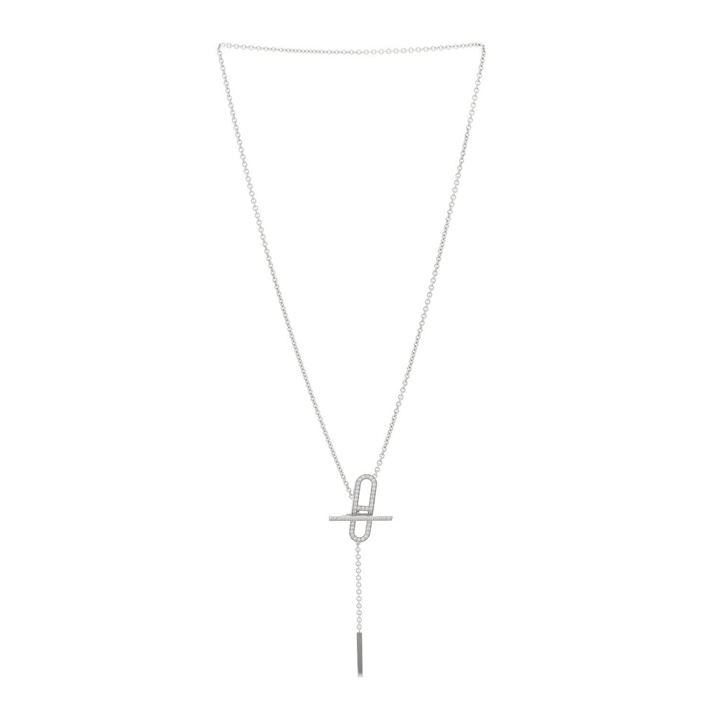 エルメス 18K ホワイトゴールド ダイヤモンド PM エヴェル・チェーン・ダンブル ネックレス ST (代金引換)