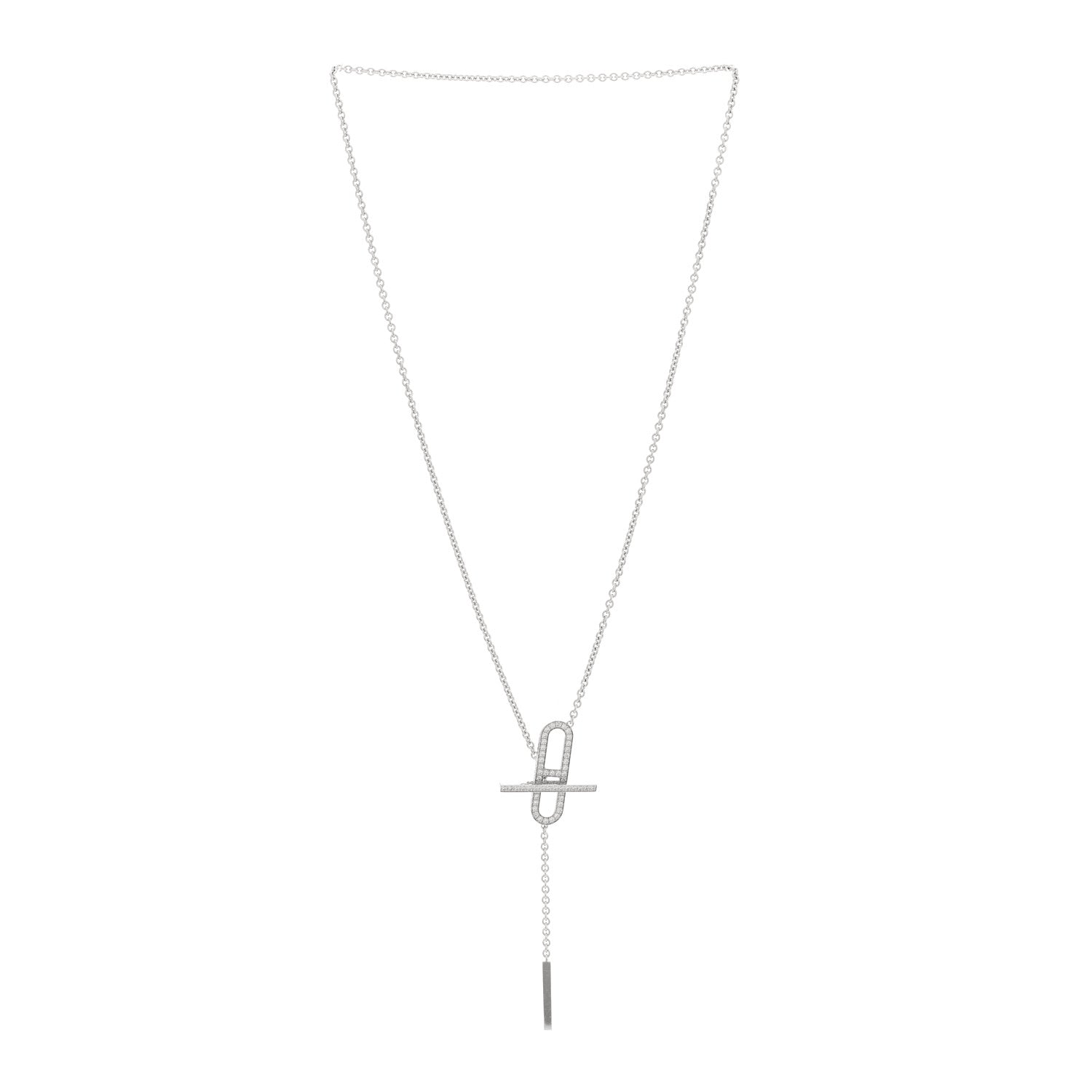 エルメス 18K ホワイトゴールド ダイヤモンド PM エヴェル・チェーン・ダンブル ネックレス ST (代金引換)