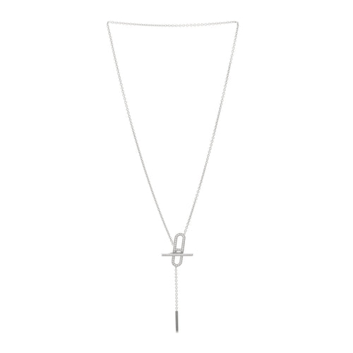 エルメス 18K ホワイトゴールド ダイヤモンド PM エヴェル・チェーン・ダンブル ネックレス ST (代金引換)