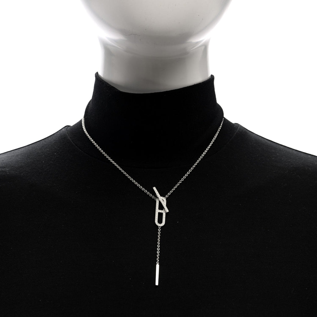 エルメス 18K ホワイトゴールド ダイヤモンド PM エヴェル・チェーン・ダンブル ネックレス ST (代金引換)