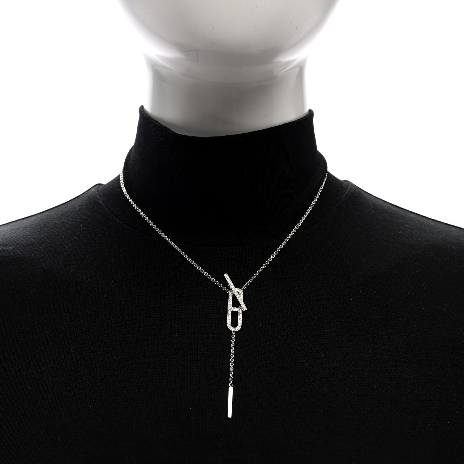 エルメス 18K ホワイトゴールド ダイヤモンド PM エヴェル・チェーン・ダンブル ネックレス ST (代金引換)